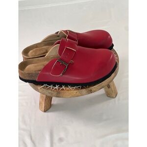Project Cloud Red Leather Clogs Mules Memory Foam Leather Insole Womens 9